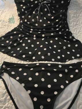 Polka Dot Black Swimwear Tankini Set - Women Swim